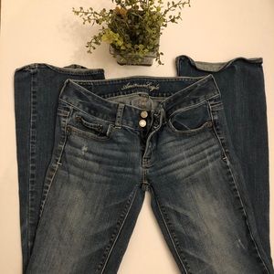 American Eagle stretch jeans.  Dark wash
